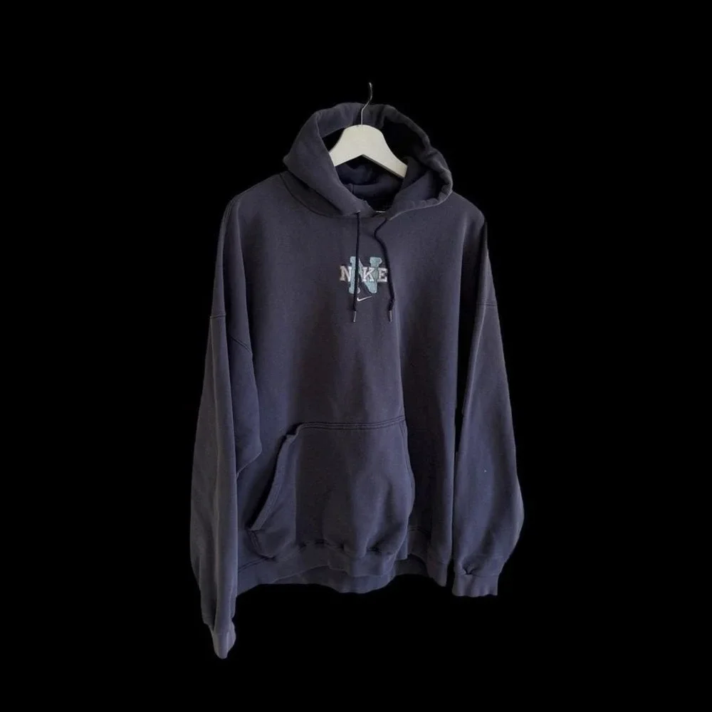 Vintage 90's Nike Center Swoosh‎ Hoodie Mens XXL Blue Rare Distressed
